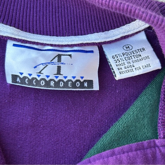 Retro Colorblock Rugby/Polo Shirt - Purple and Green - Picture 3 of 9